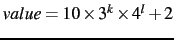 $value = 10 \times 3^k \times 4^l +2$