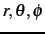 $r,\theta,\phi$
